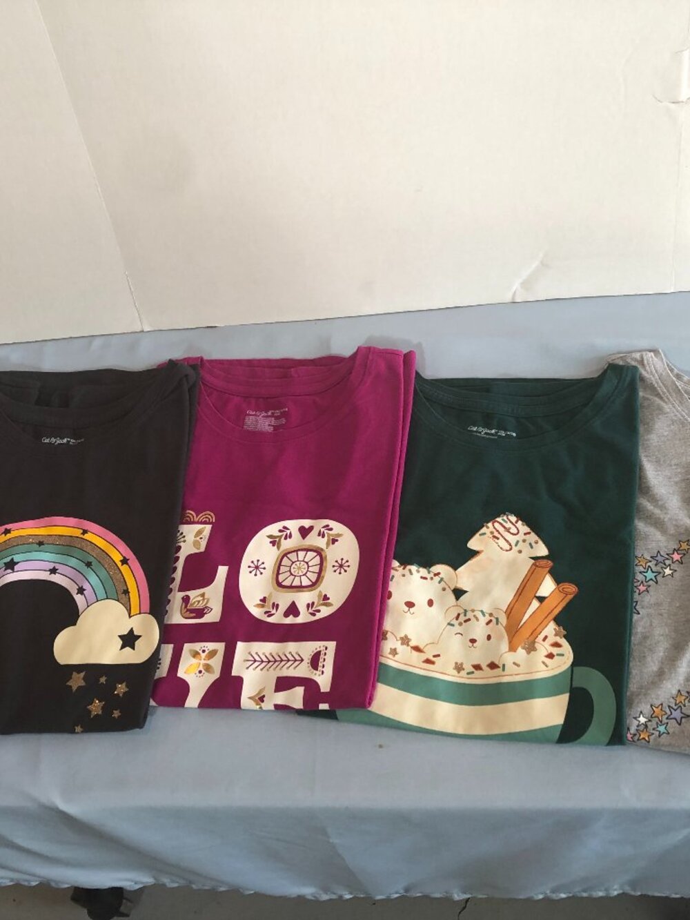 LOT of 5 Cat & Jack XXL 16/18 Womens Graphic T Shirts 20" Pit to Pit